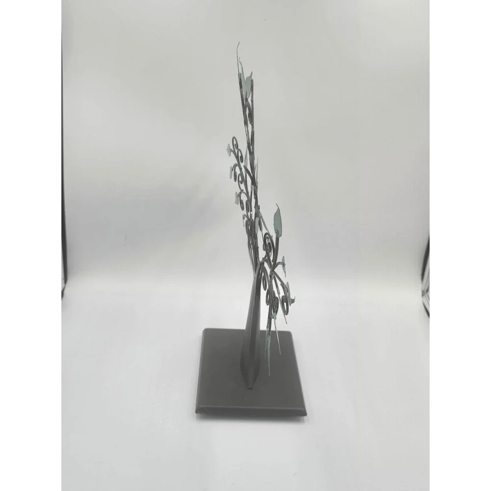 Hallmark 2003 Metal Jewelry Tree Stand Verdigris Leaves Bronze Tone Organizer